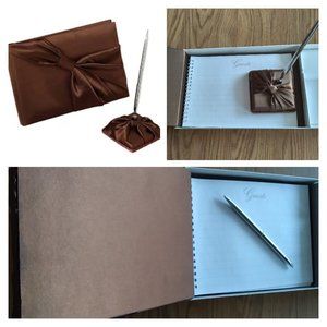 New Wedding or Event Guest Book - Lillian Rose - Brown Satin Sash